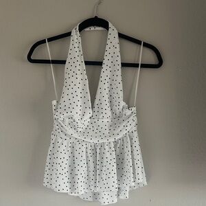 ZARA Polka Dot Peplum Halter Top